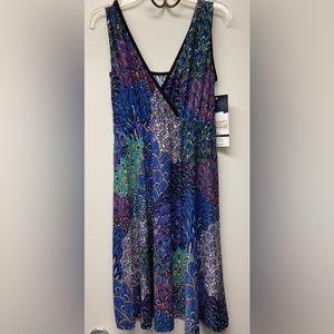 NWT Dream Dance Dress Wrap Front Peacock Print XS